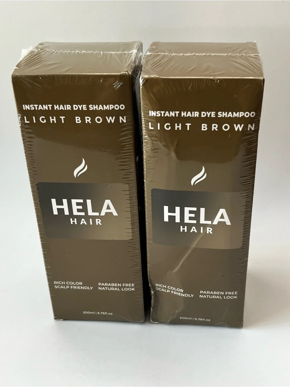 HELA Hair Instant Hair Dye Shampoo Color Light Brown 200ml - NEW Lot Of 2